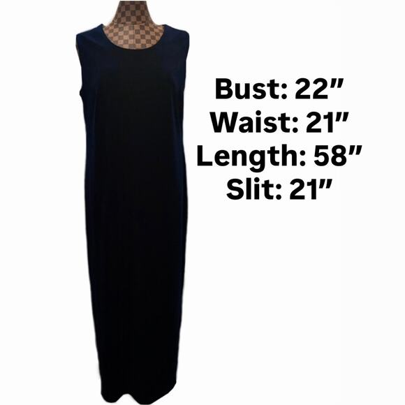 Y2K Blue Velvet Maxi Dress Sleeveless Size 16 R&M Richards Karen Kwong Goth Glam - Picture 10 of 10
